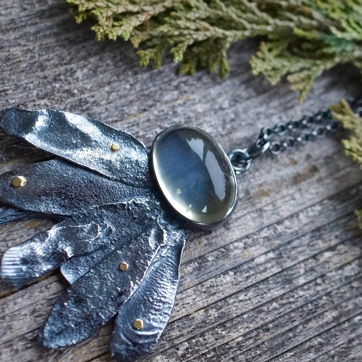 Malawi moonstone flower pendant