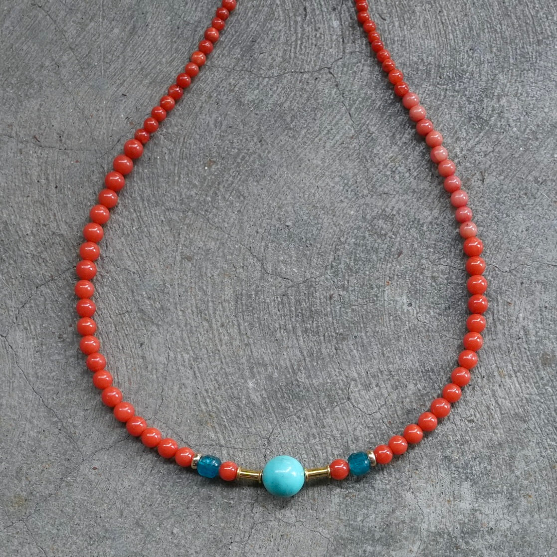 Mediterranean coral and turquoise necklace