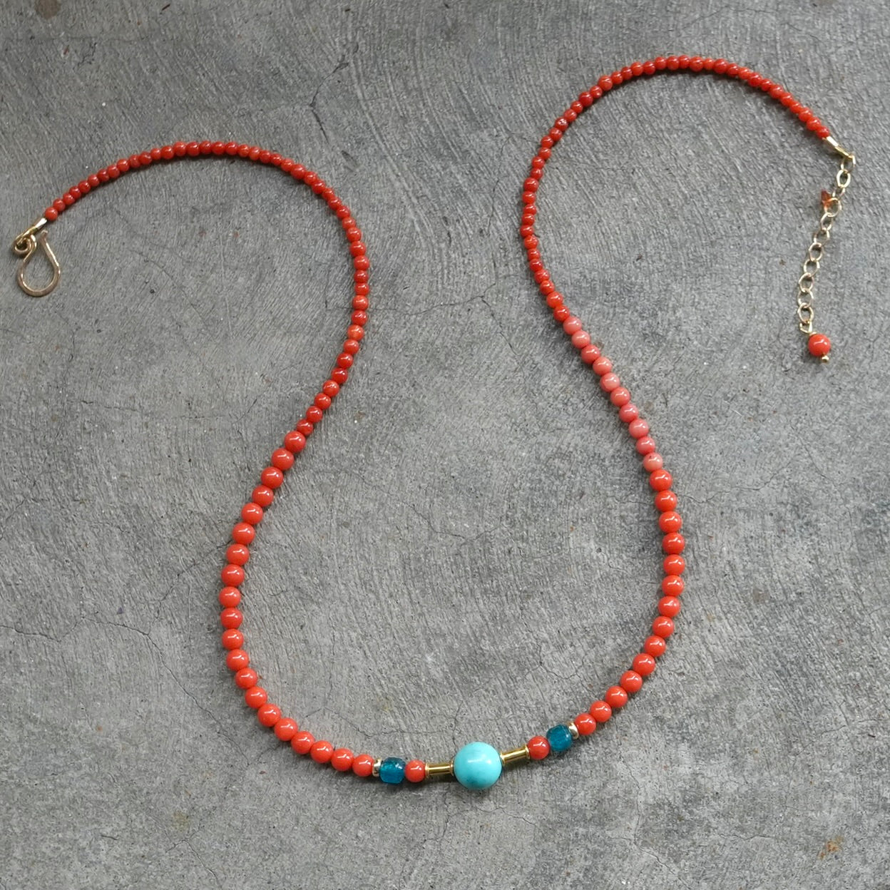Mediterranean coral and turquoise necklace