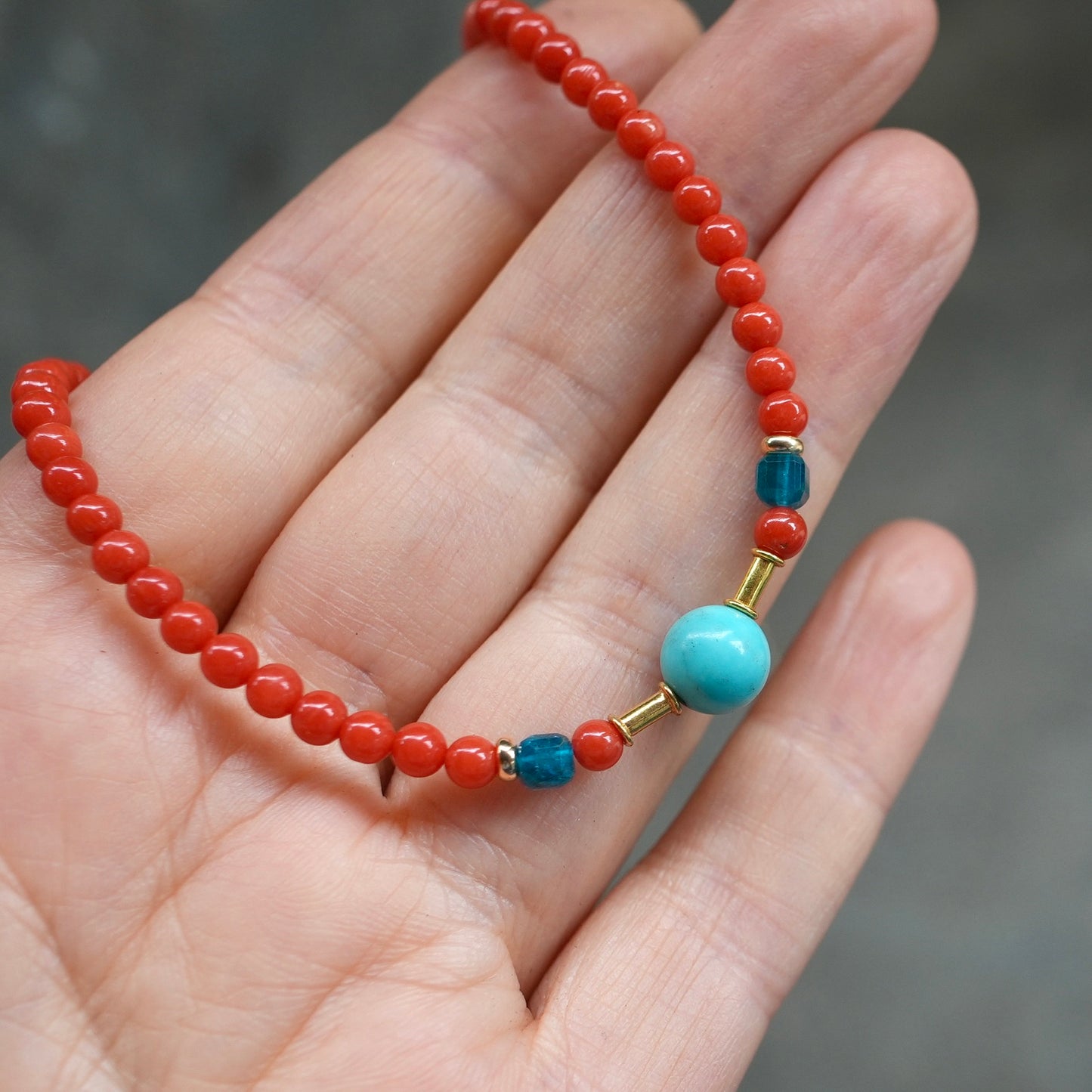 Mediterranean coral and turquoise necklace