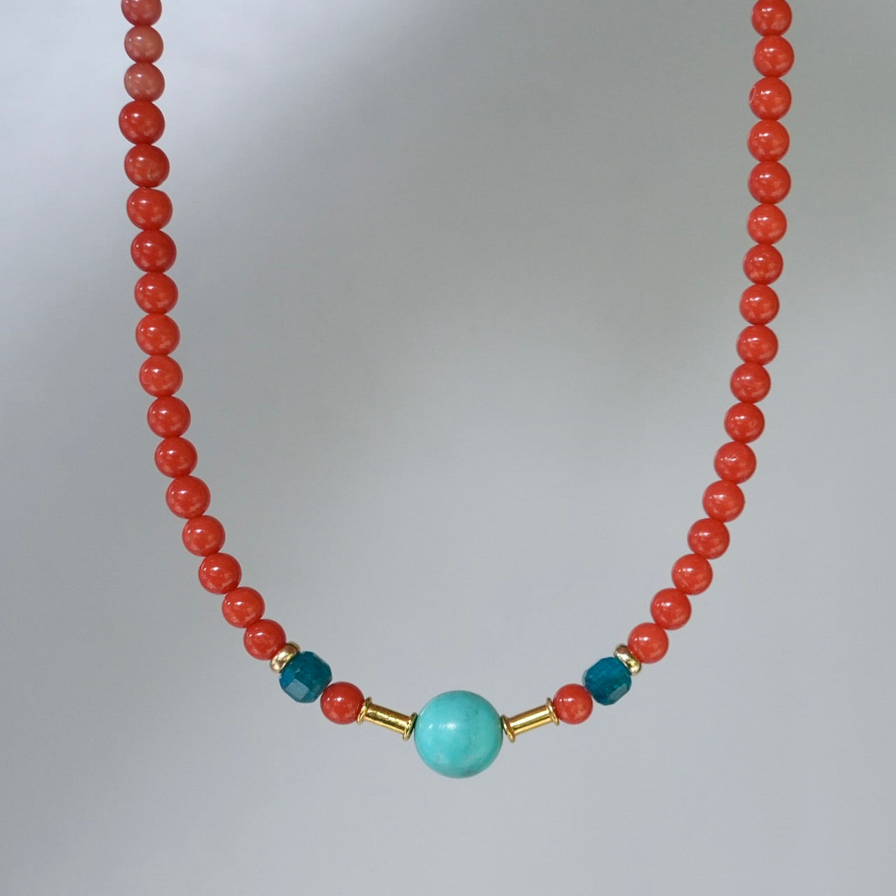 Mediterranean coral and turquoise necklace