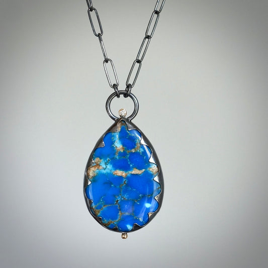 Ceruleite and diamond necklace