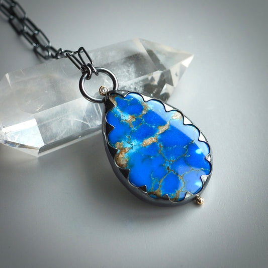 Ceruleite and diamond necklace