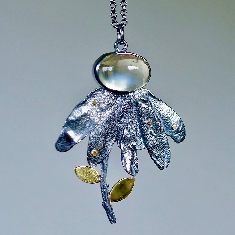 Malawi moonstone flower pendant