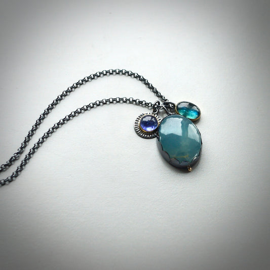 Blue calcite charm necklace