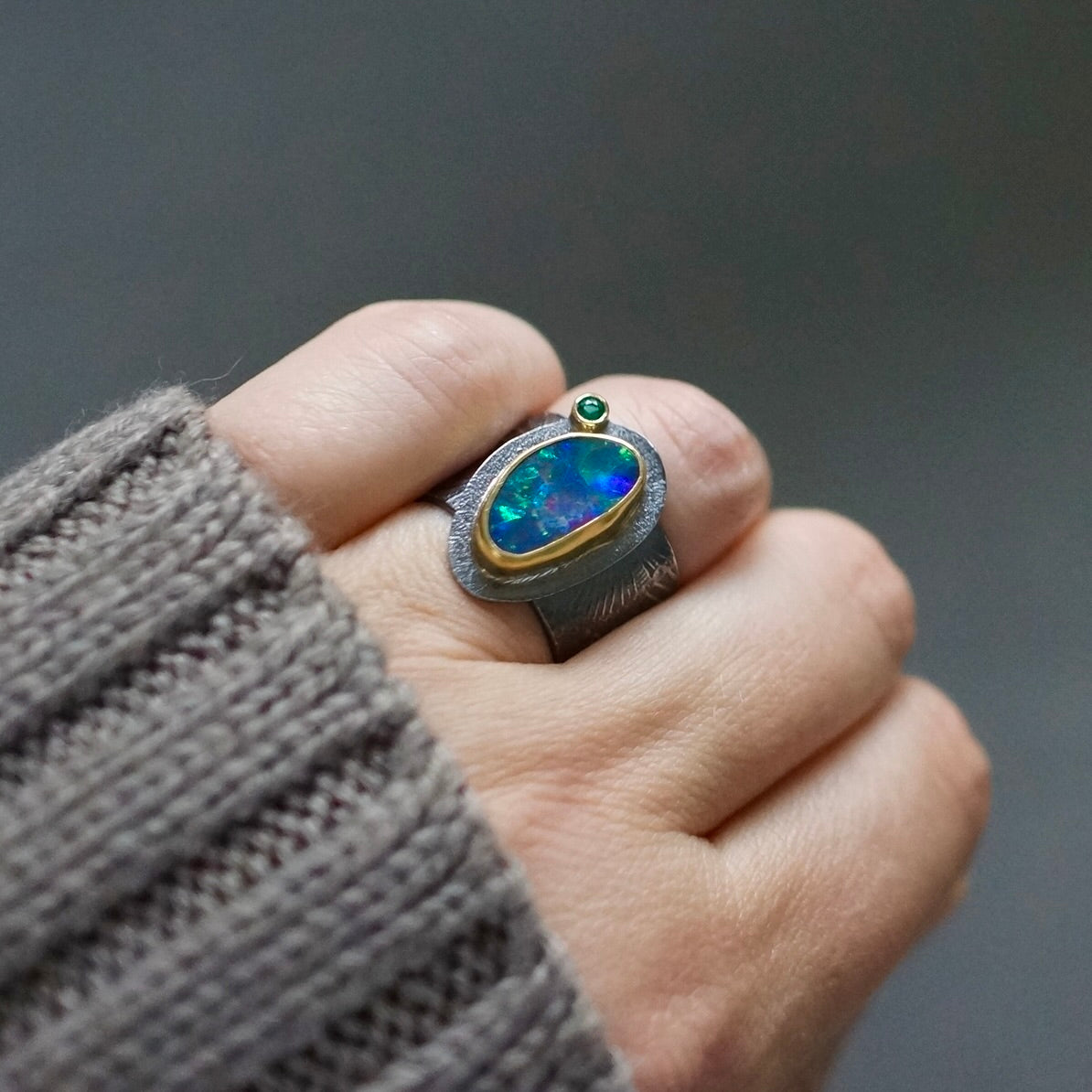 Australian opal ring