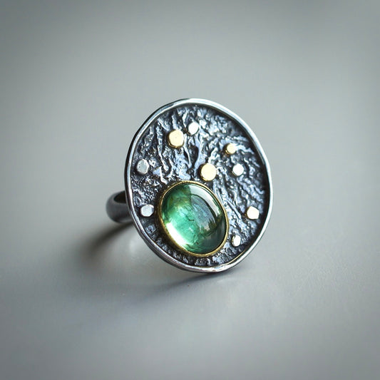 Green kyanite Pebble Ring