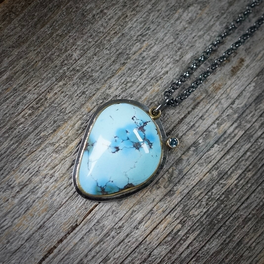 Golden Hills turquoise and Montana sapphire pendant