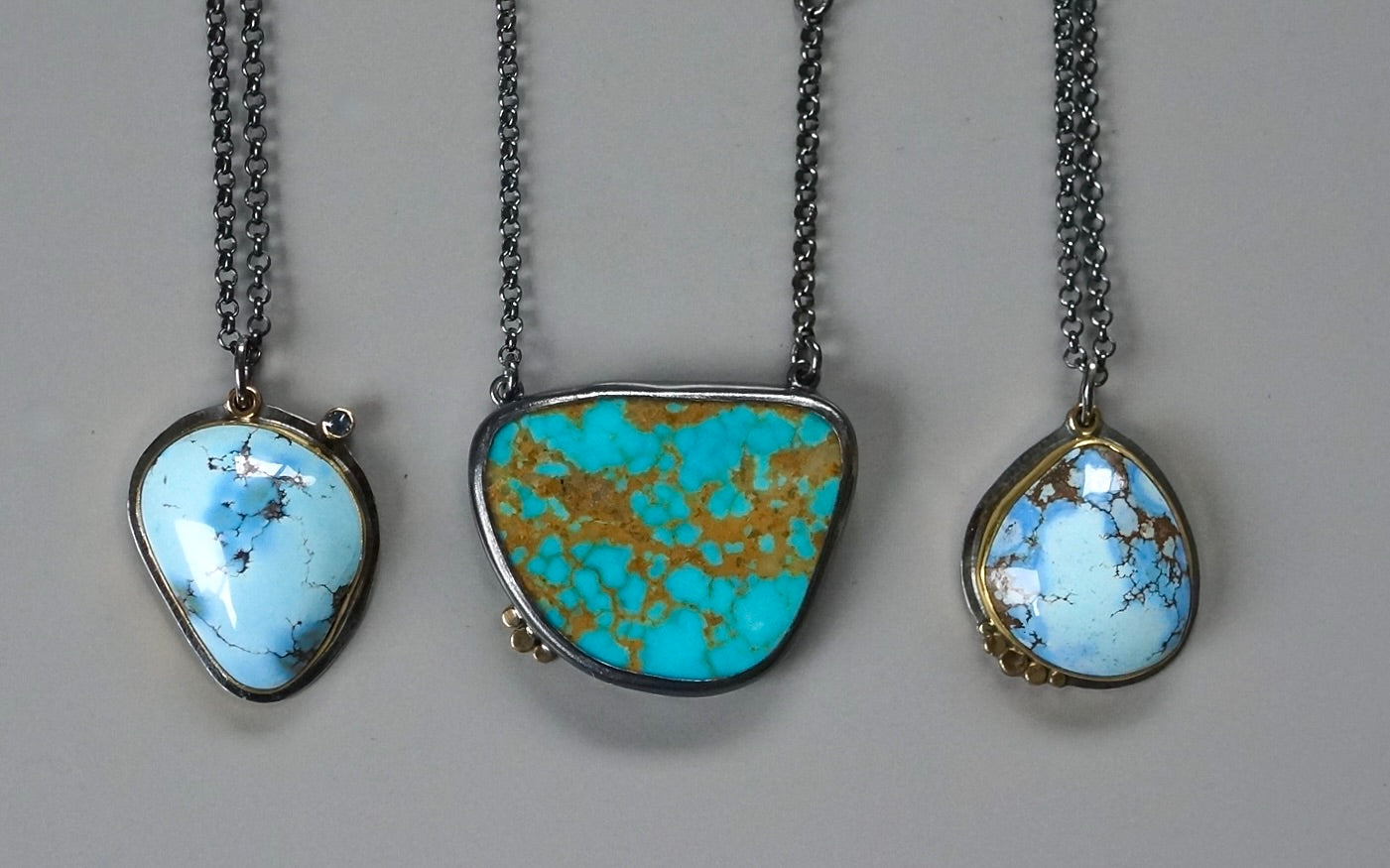 Golden Hills turquoise and Montana sapphire pendant