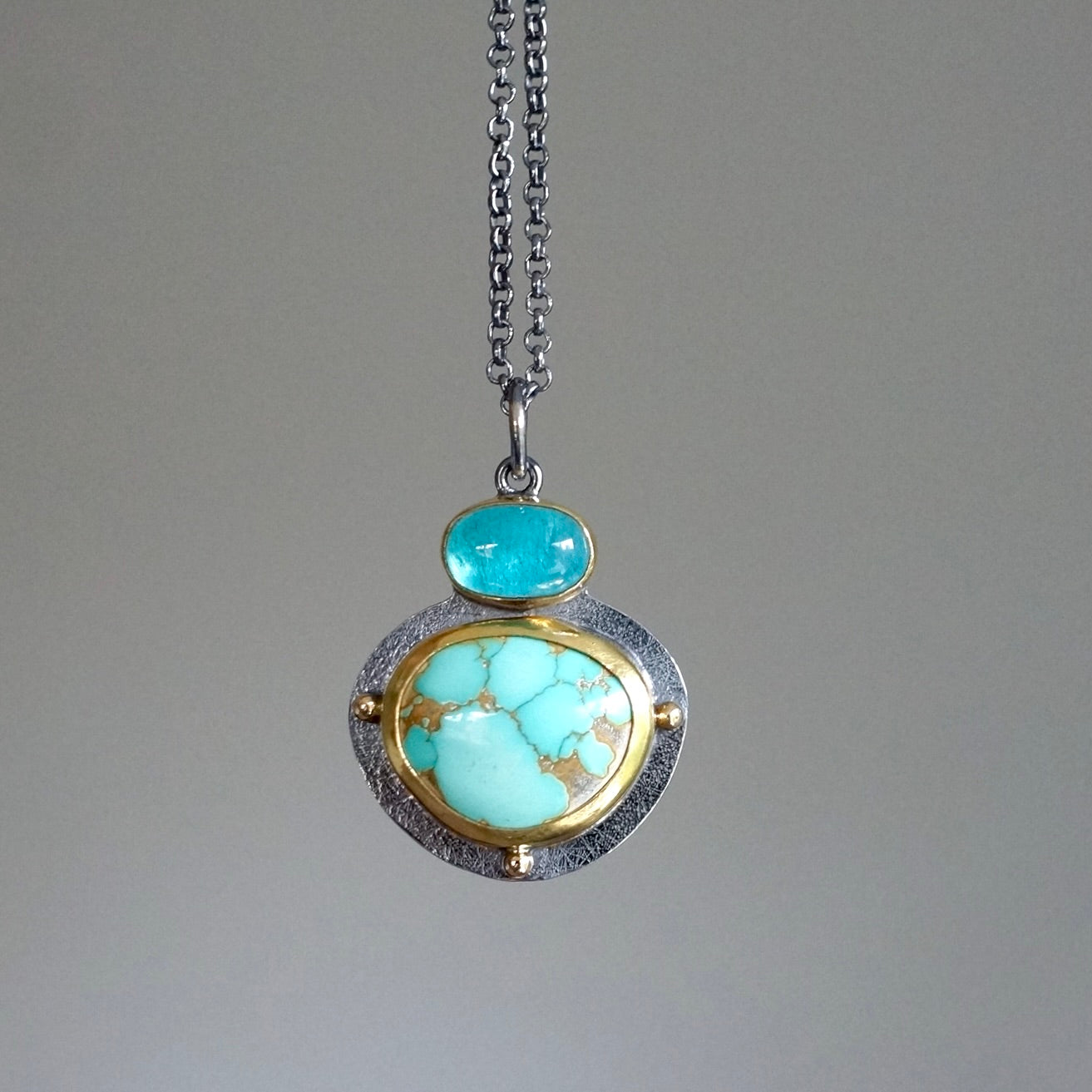 Carico lake turquoise and apatite pendant
