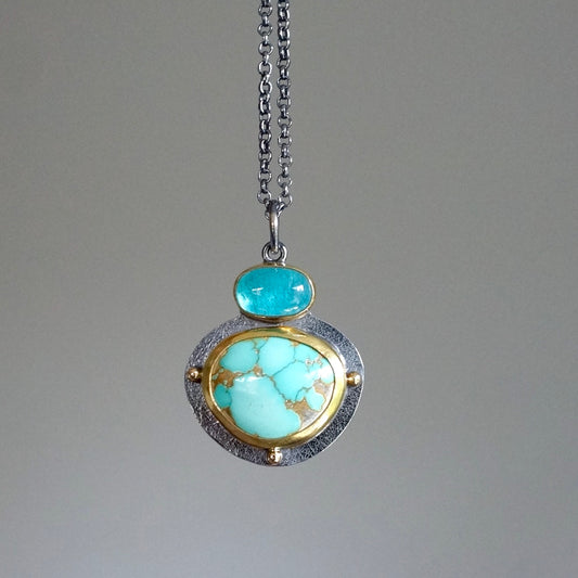 Carico lake turquoise and apatite pendant
