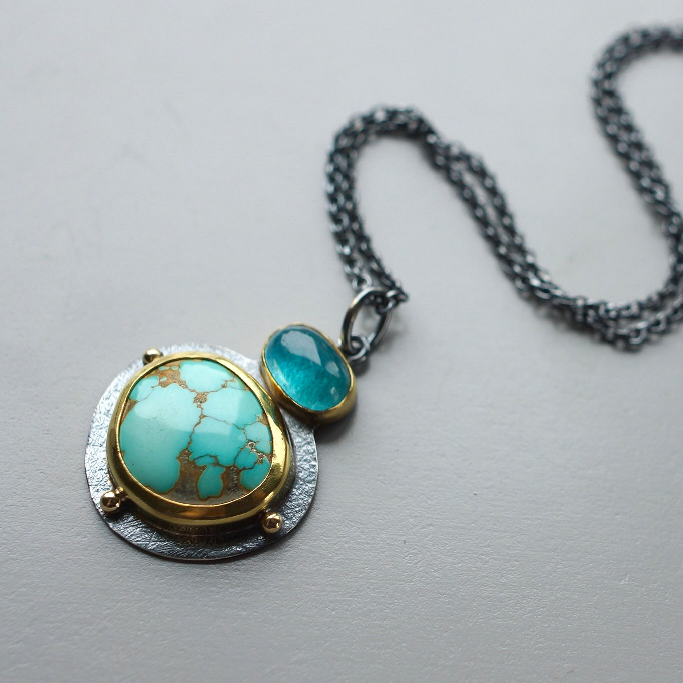 Carico lake turquoise and apatite pendant