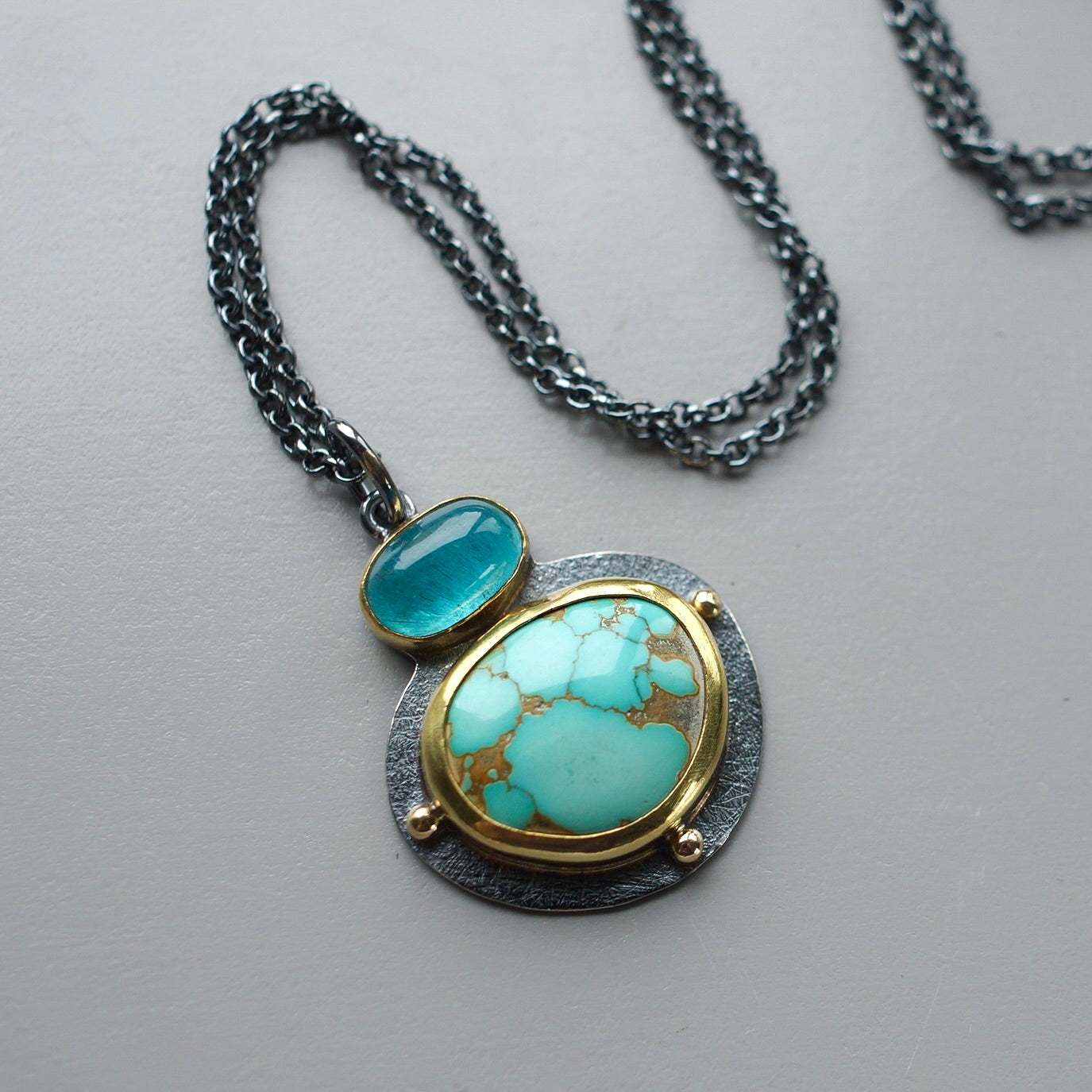 Carico lake turquoise and apatite pendant
