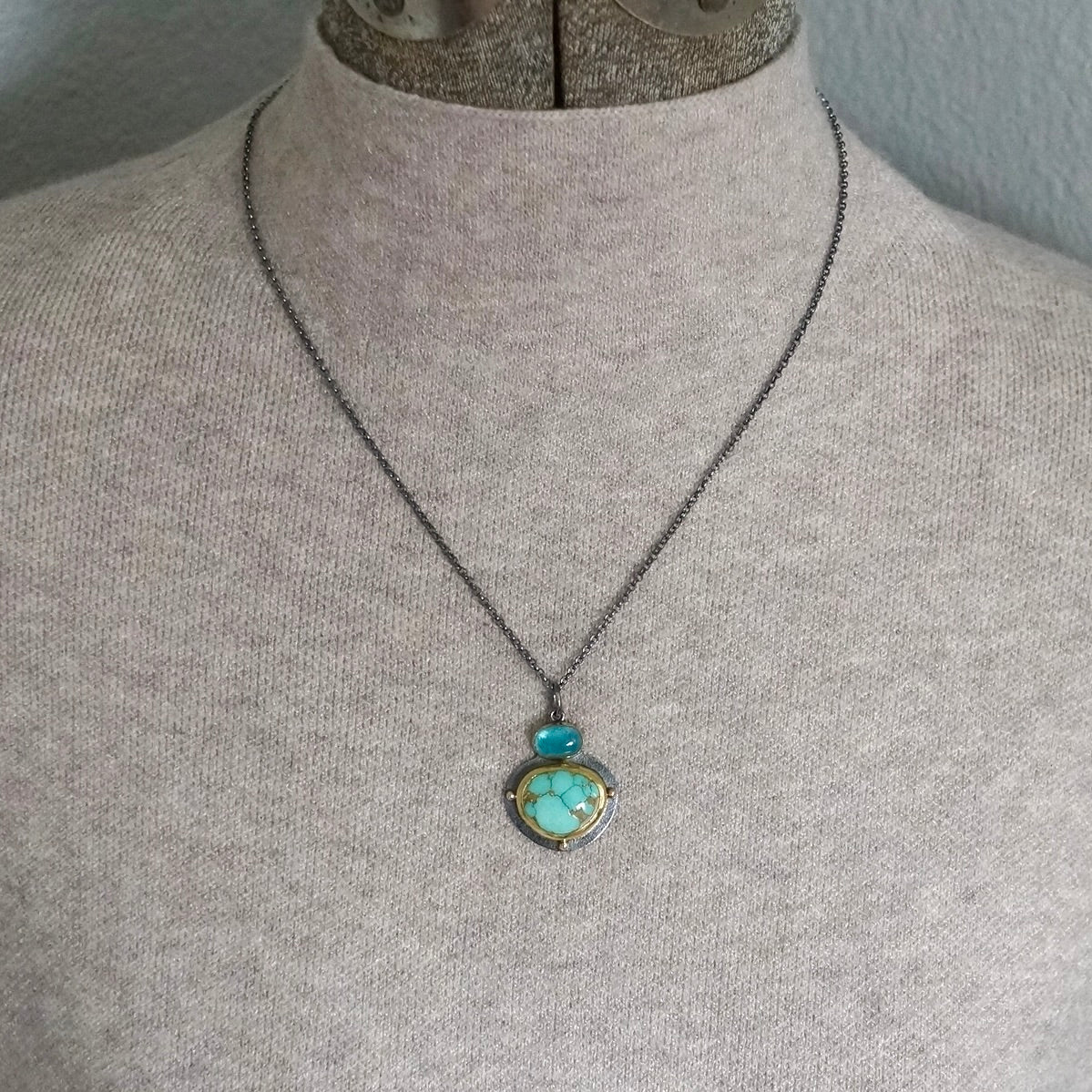 Carico lake turquoise and apatite pendant