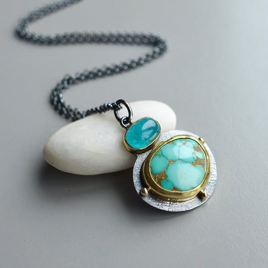Carico lake turquoise and apatite pendant