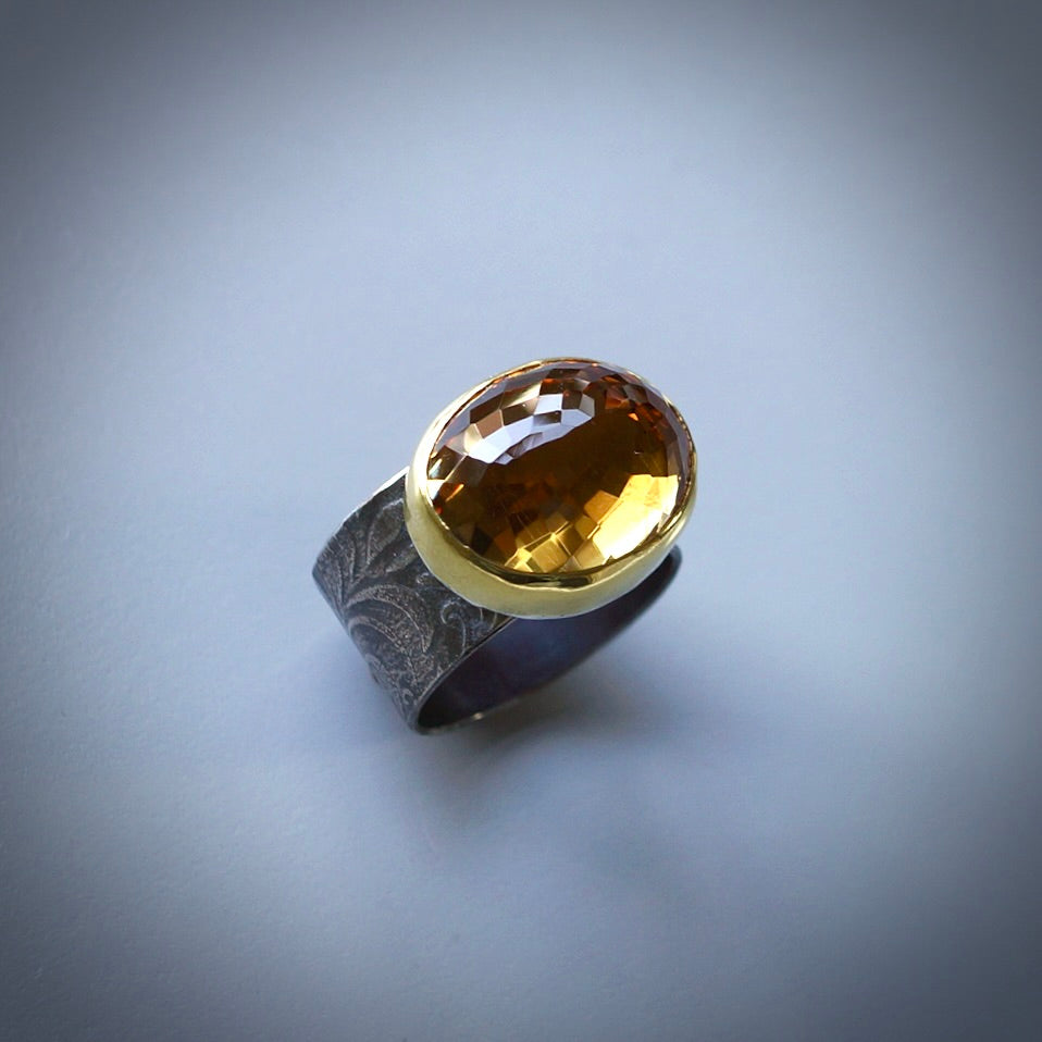 Yellow quartz ring