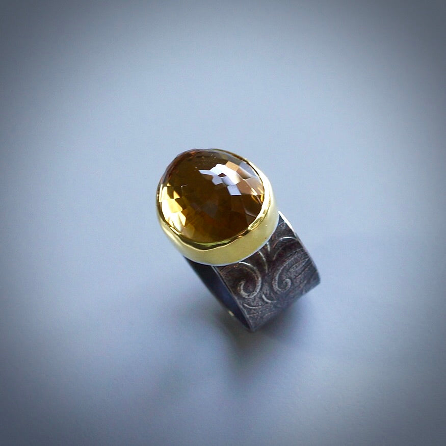 Yellow quartz ring