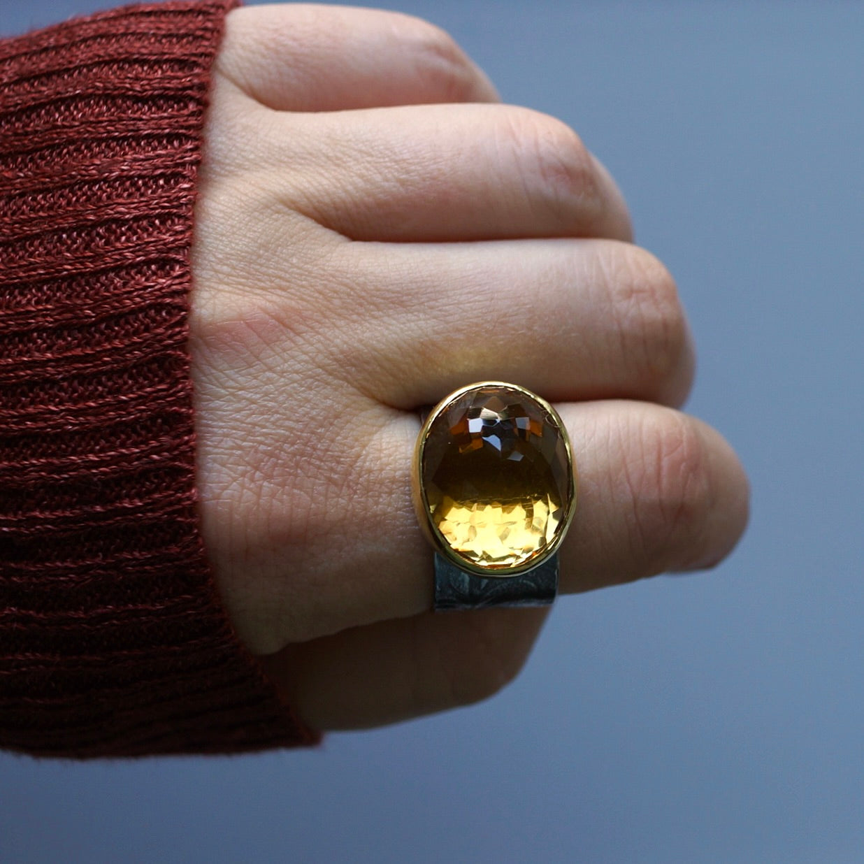 Yellow quartz ring