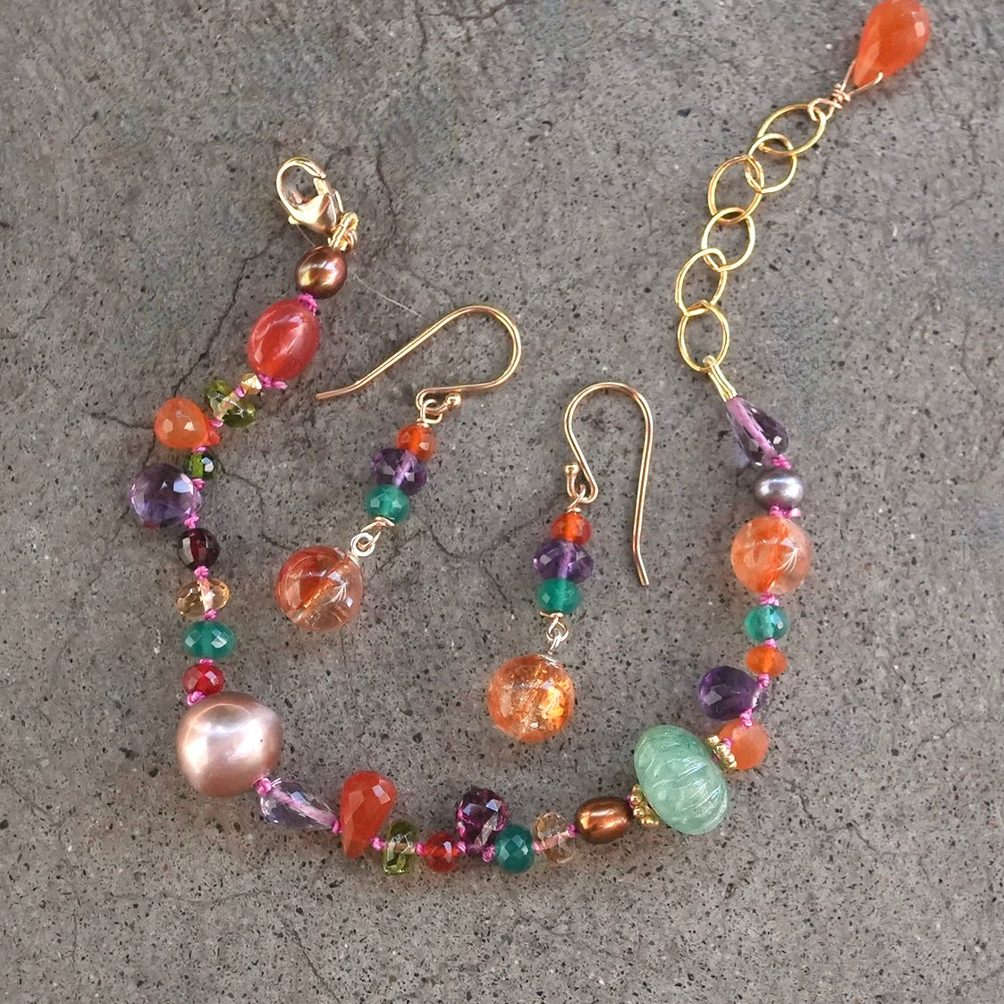 Garden quartz and mixed gem earrings
