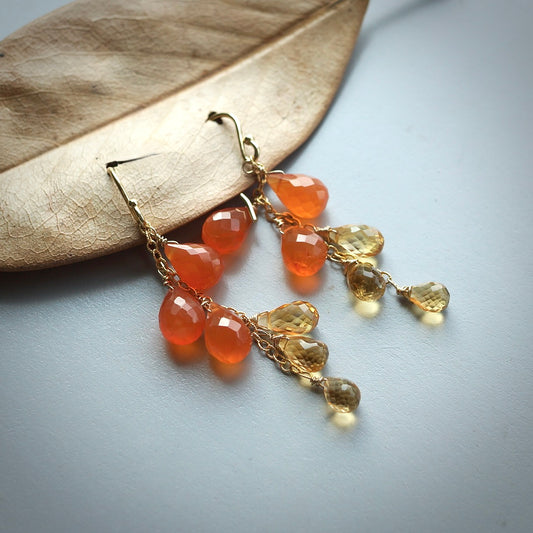 Carnelian and citrine earrings
