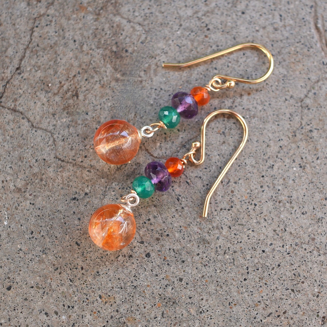 Garden quartz and mixed gem earrings