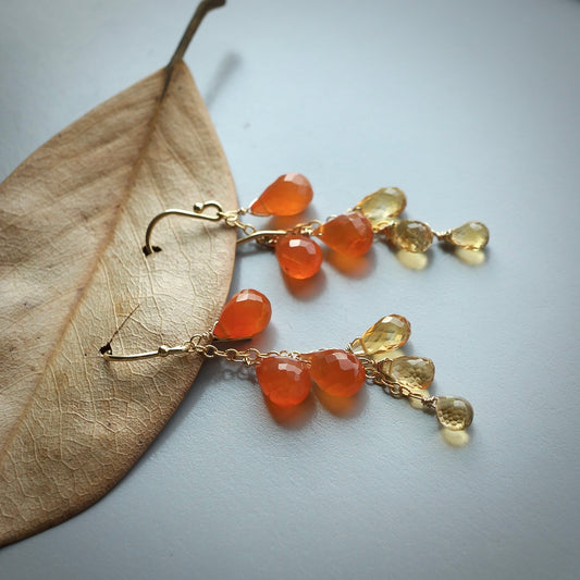 Carnelian and citrine earrings