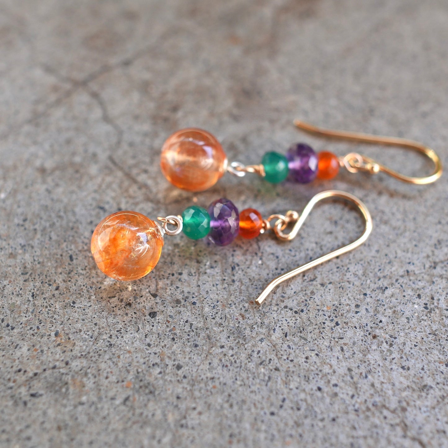 Garden quartz and mixed gem earrings