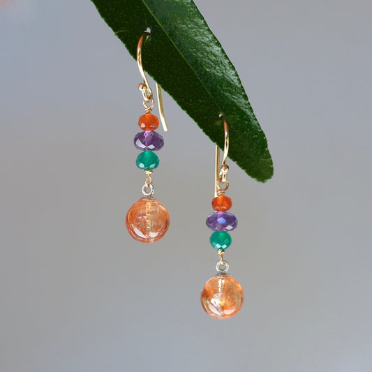 Garden quartz and mixed gem earrings