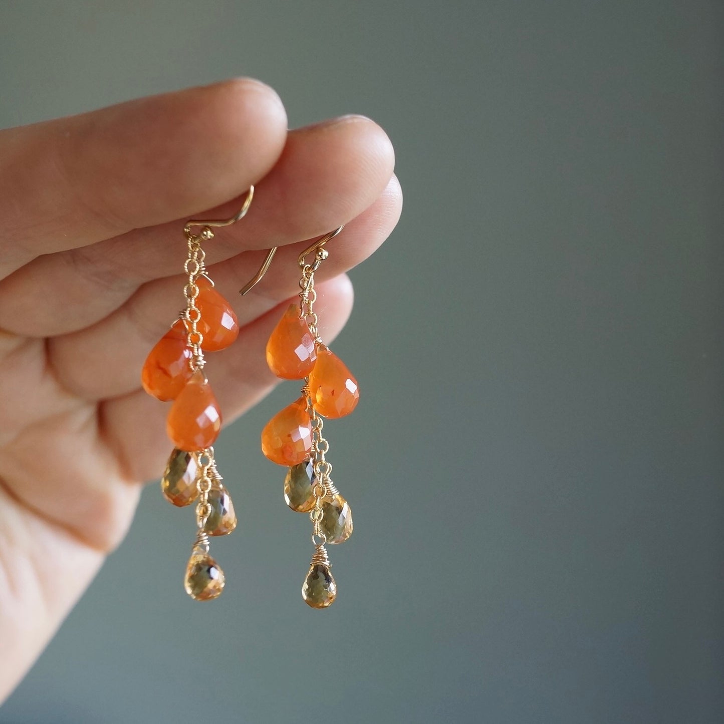 Carnelian and citrine earrings