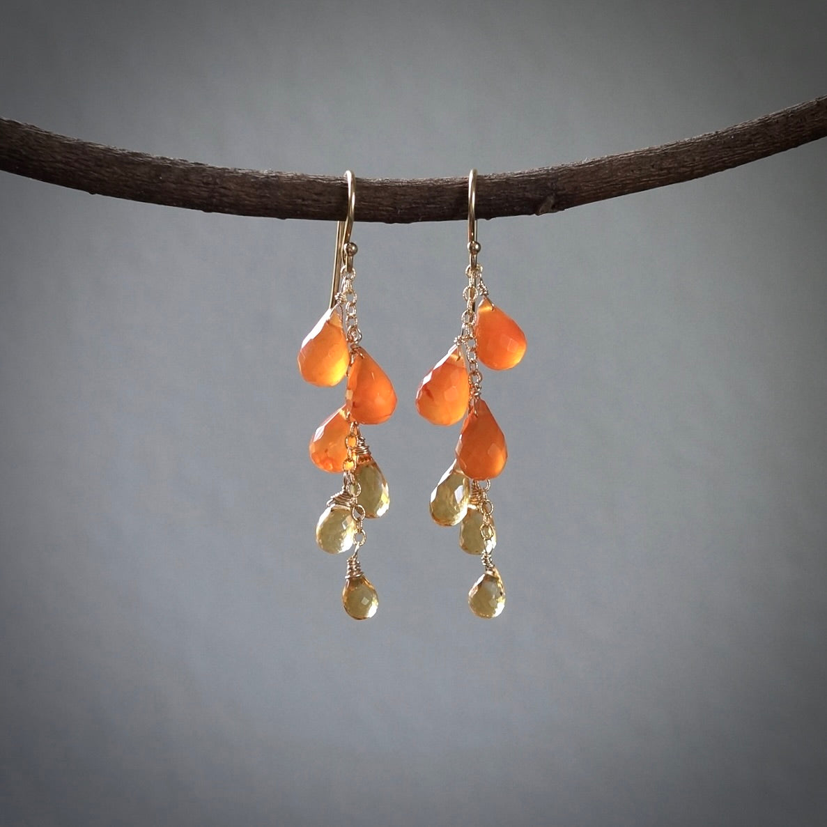 Carnelian and citrine earrings