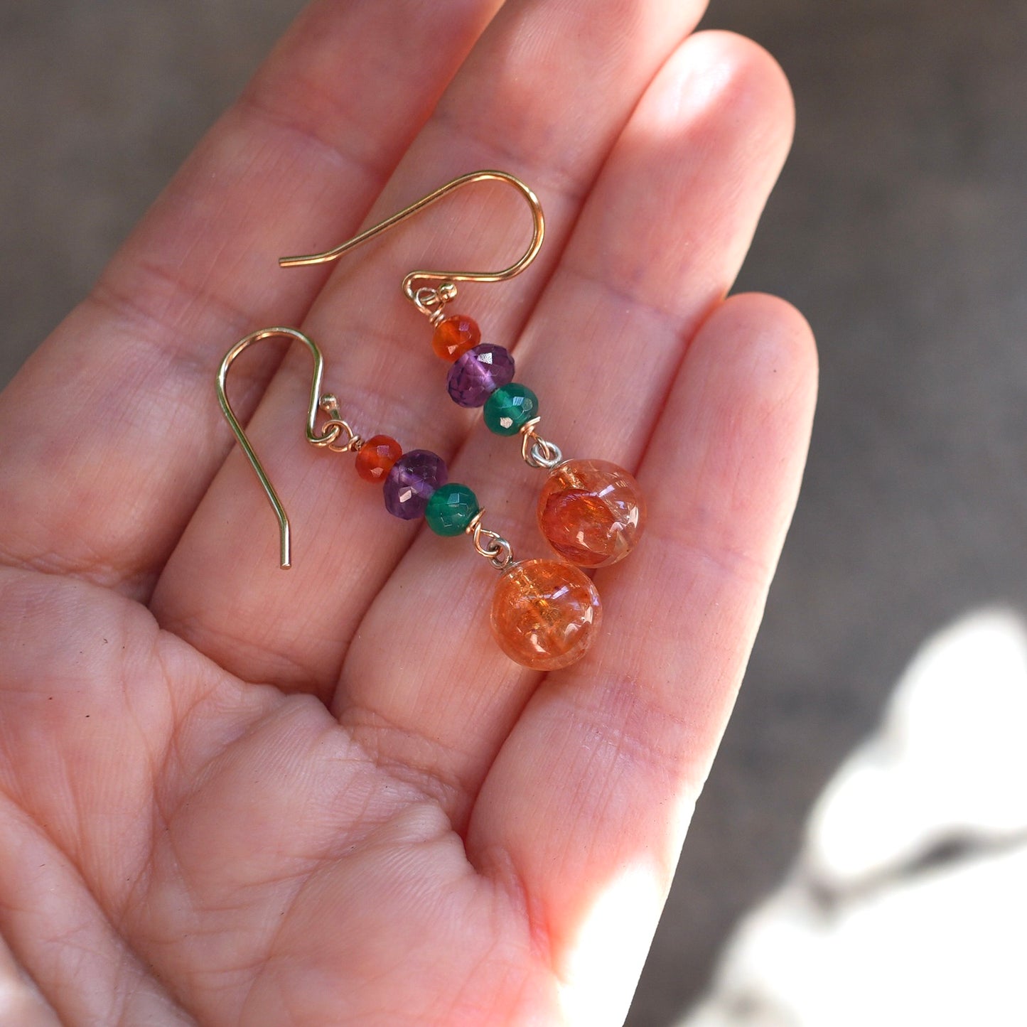 Garden quartz and mixed gem earrings