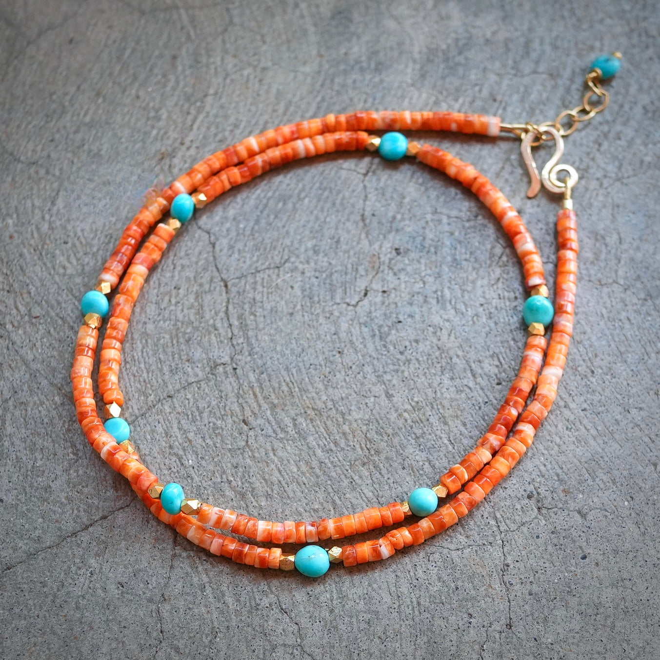 Spiny Oyster and Sleeping Beauty turquoise necklace