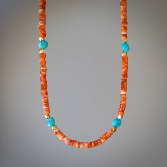 Spiny Oyster and Sleeping Beauty turquoise necklace