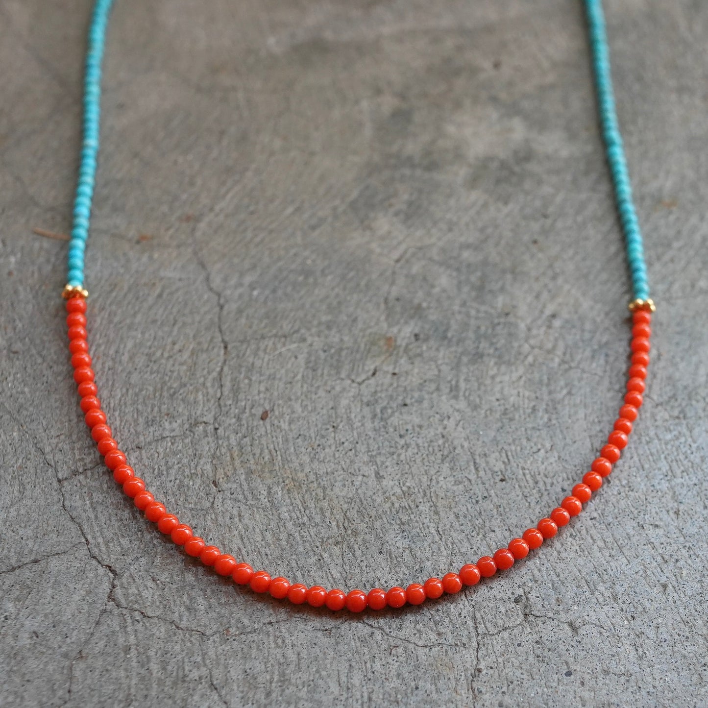 Mediterranean coral and Arizona turquoise necklace