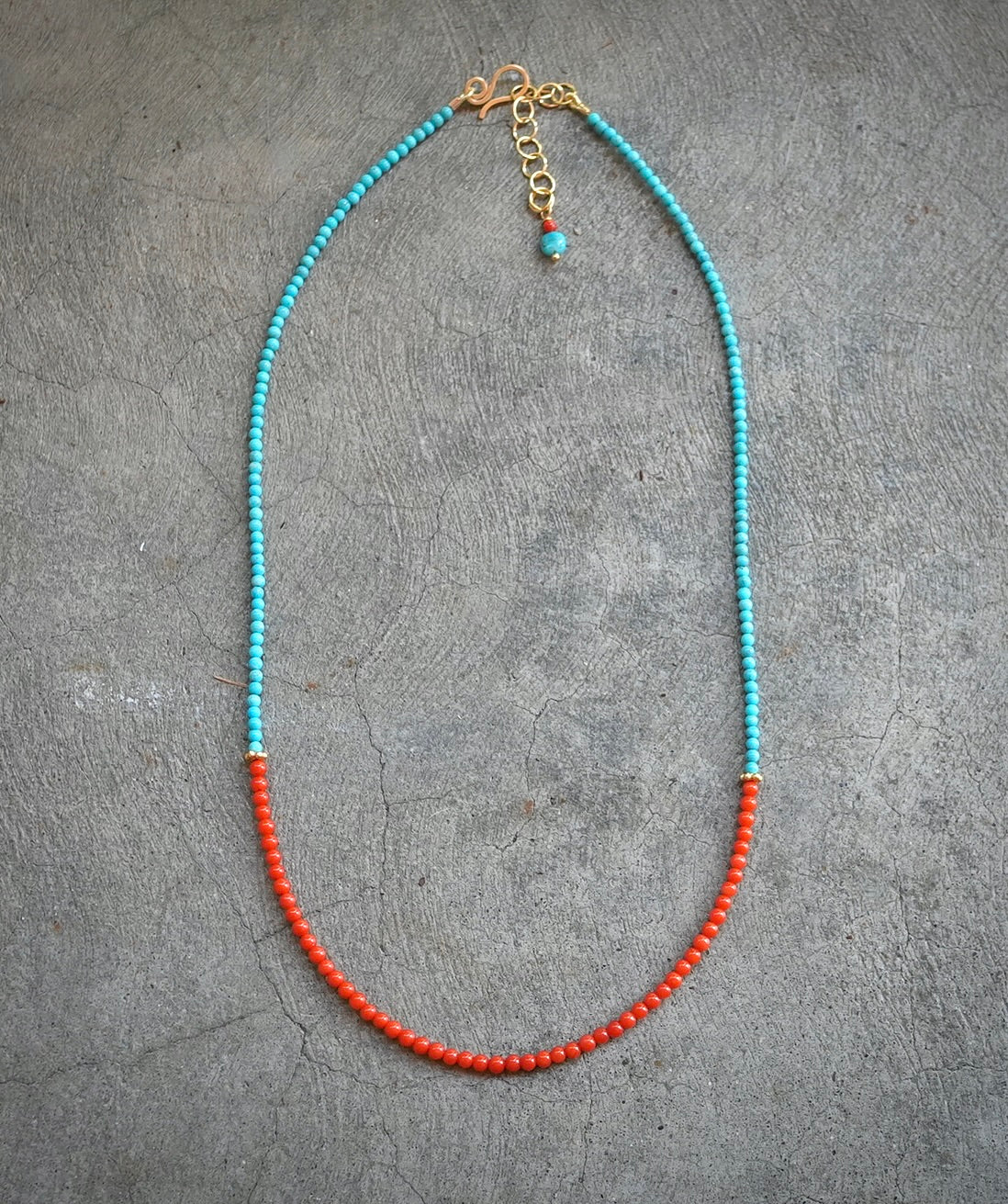 Mediterranean coral and Arizona turquoise necklace