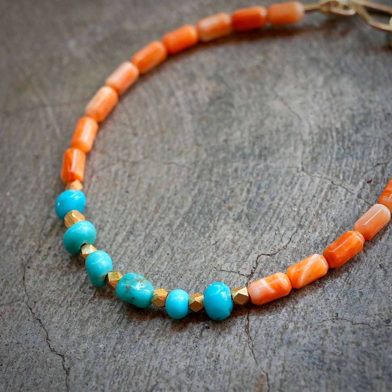 Spiny Oyster and Sleeping Beauty turquoise bracelet