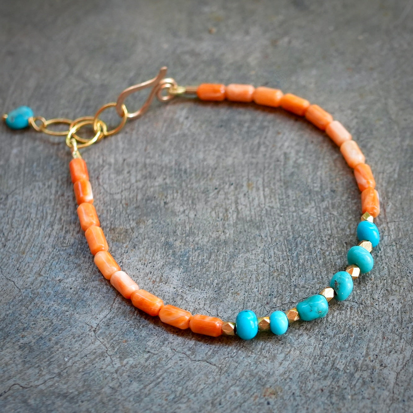 Spiny Oyster and Sleeping Beauty turquoise bracelet