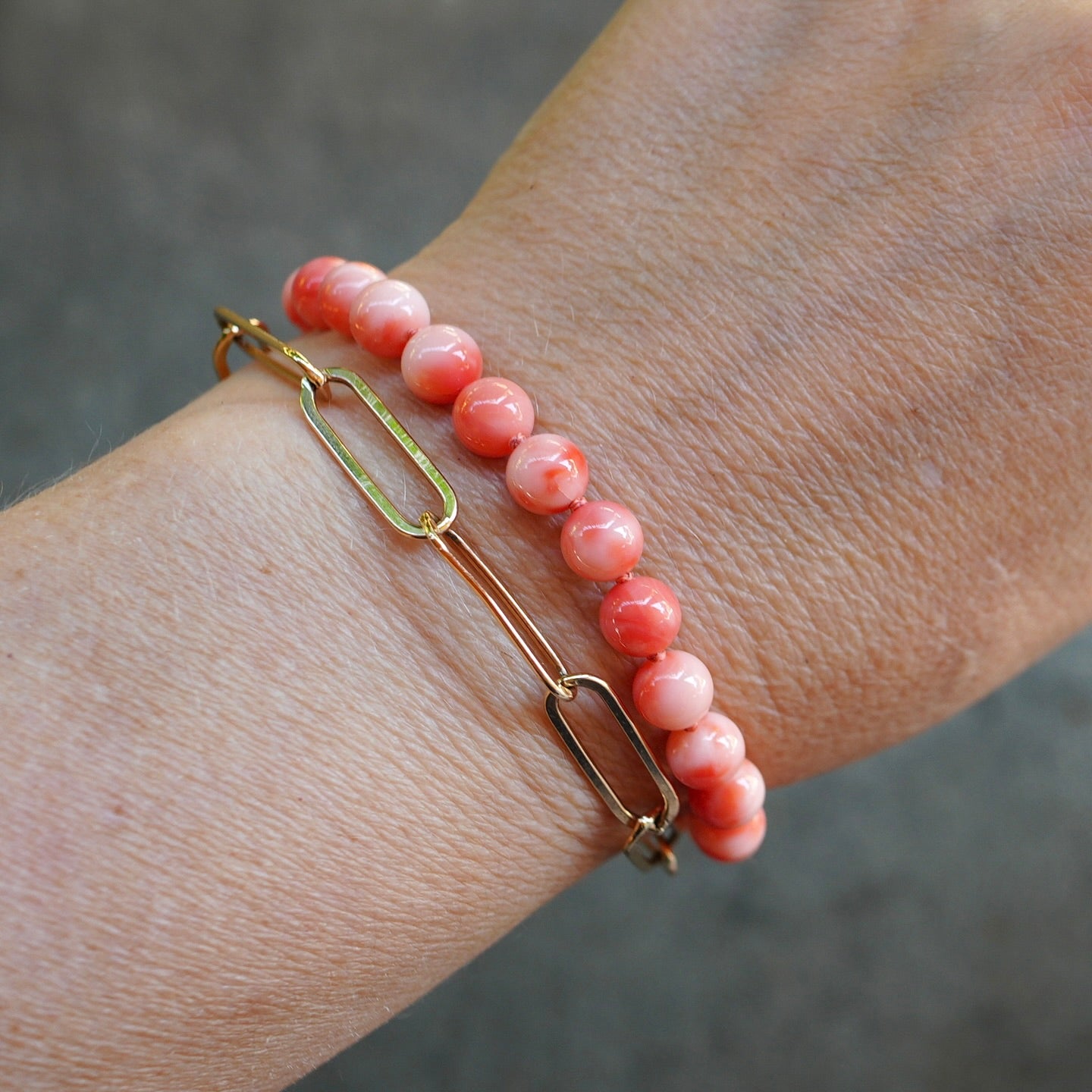 Japanese precious coral hand-knotted bracelet