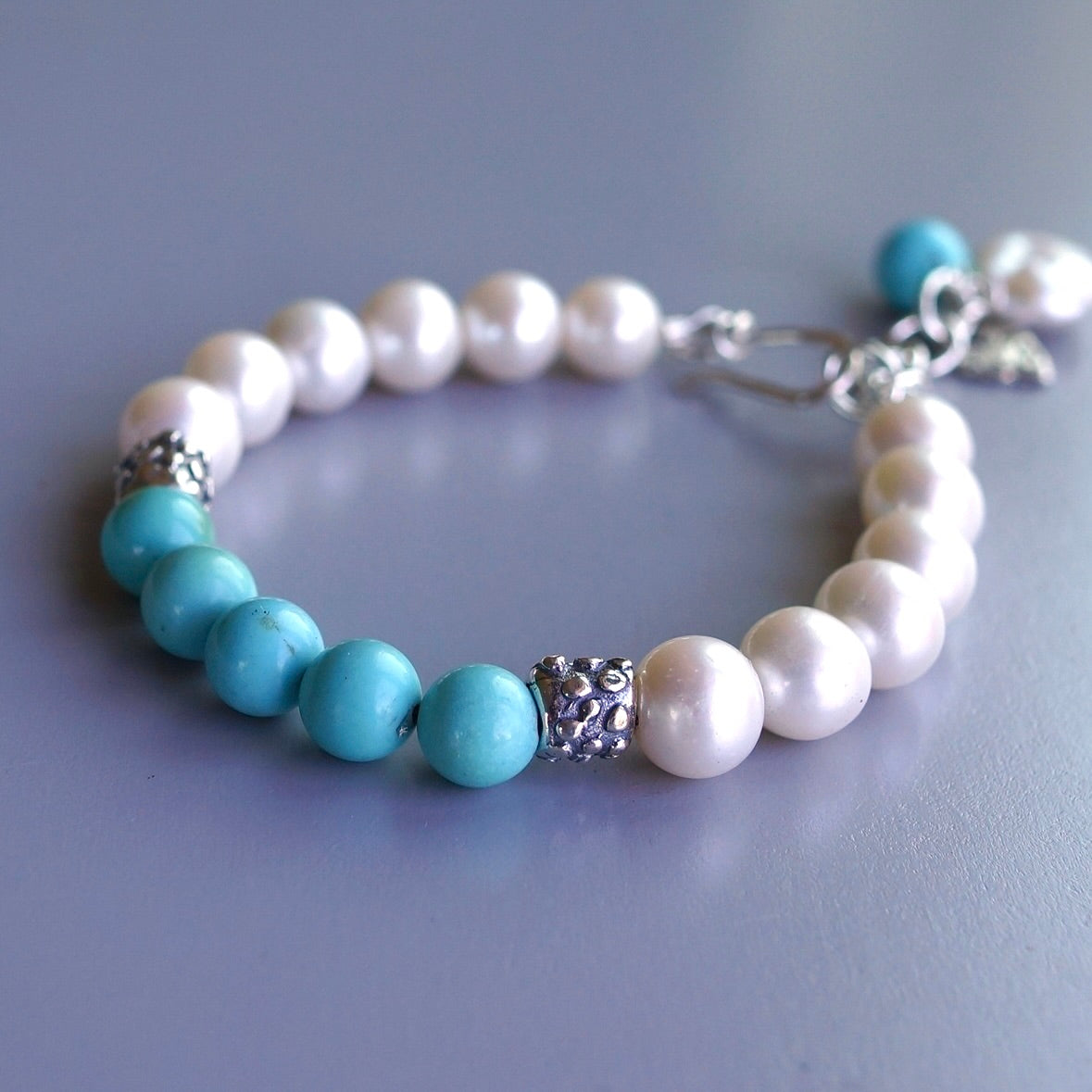 Campitols turquoise and pearl charm bracelet