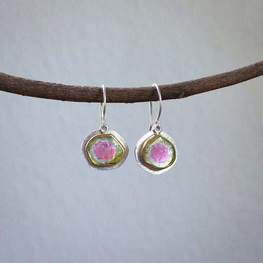 Watermelon tourmaline earrings