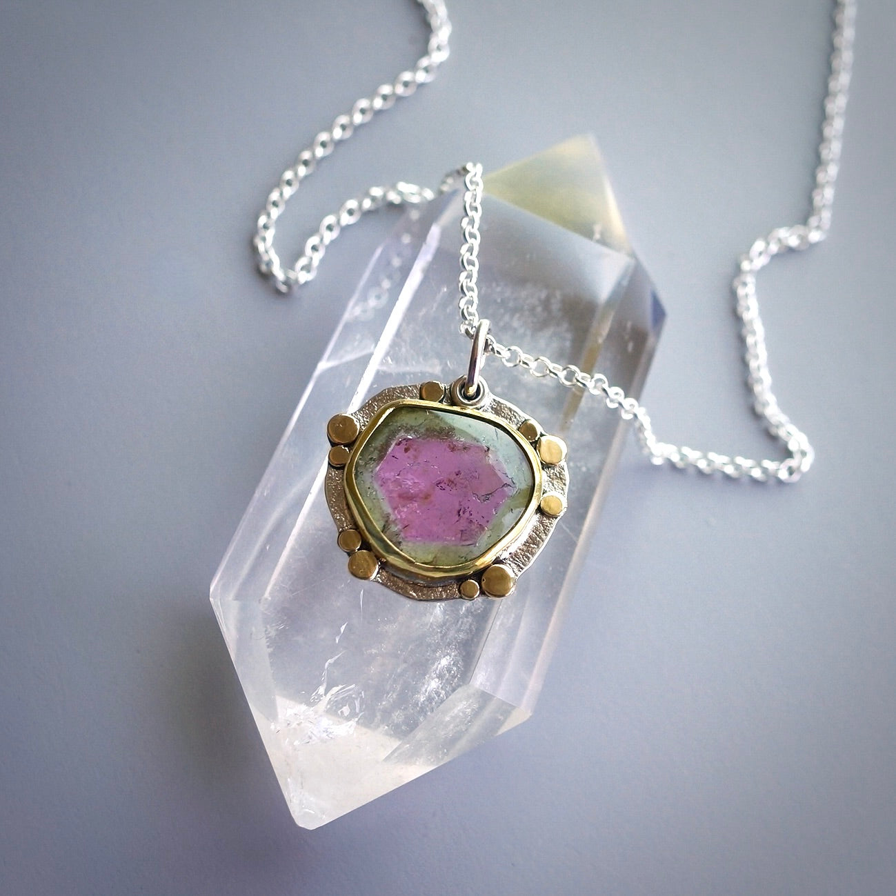 Watermelon tourmaline pendant