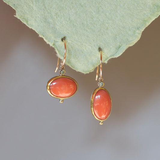 Mediterranean pink coral and diamond earrings