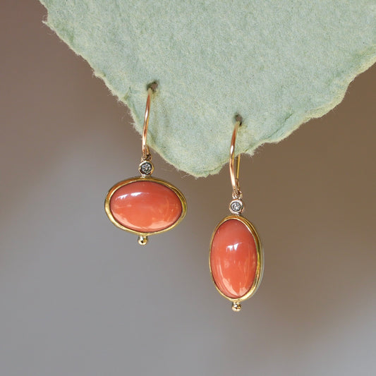 Mediterranean pink coral and diamond earrings