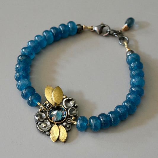 London blue topaz and blue quartz bracelet