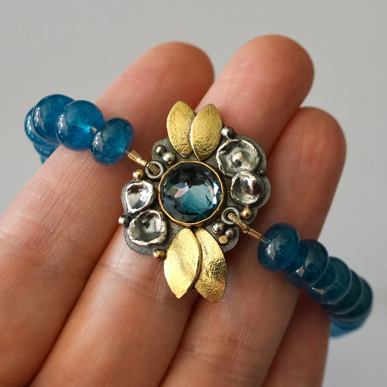 London blue topaz and blue quartz bracelet