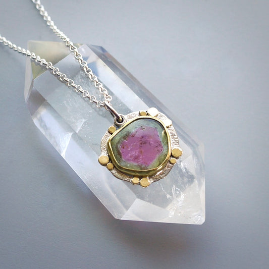 Watermelon tourmaline pendant