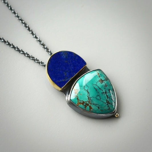 Lapis and Qingu turquoise pendant