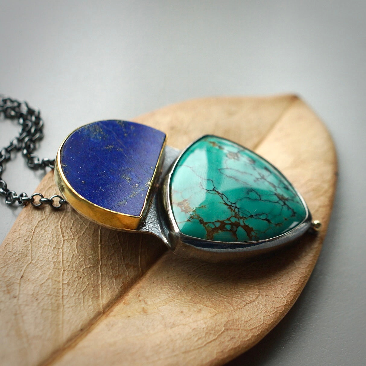 Lapis and Qingu turquoise pendant