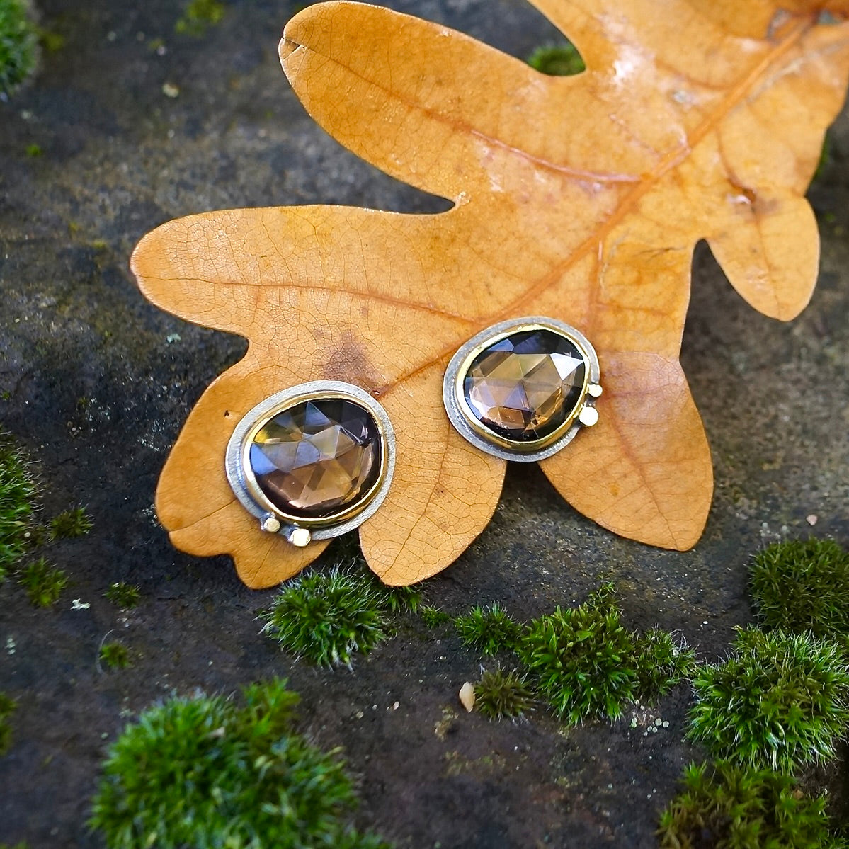 Smokey quartz stud earrings