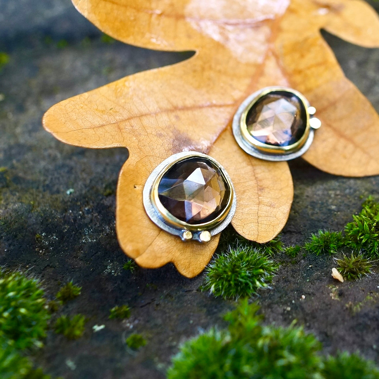 Smokey quartz stud earrings